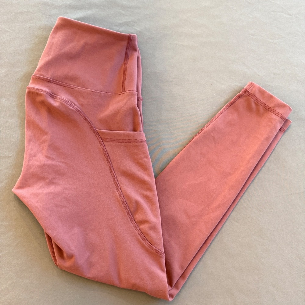 90 Degree by Reflex Womens High Waist Side Pocket Leggings Mauve Pink Size S - Picture 1 of 3